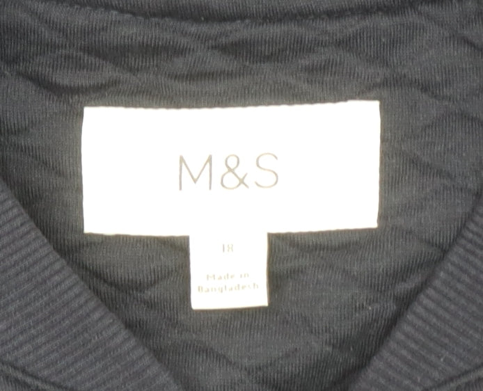 Marks and Spencer Women Dark Navy Quilted Button Sweatshirt Size 18