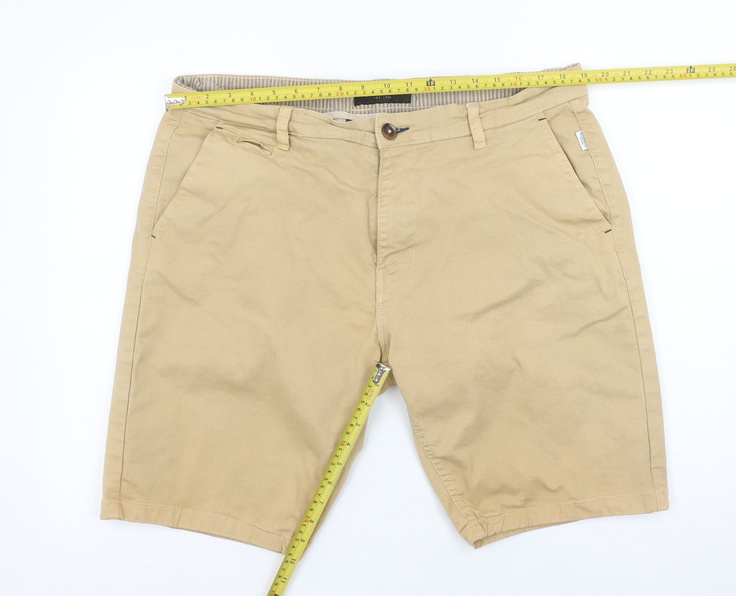 Mishmash Men Beige Chino Shorts Size 38 Regular Cotton Casual