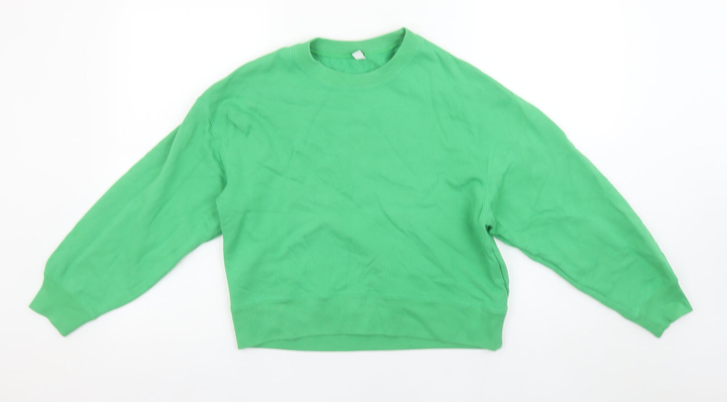 Uniqlo Women Green Crew Neck Pullover Sweatshirt Size S
