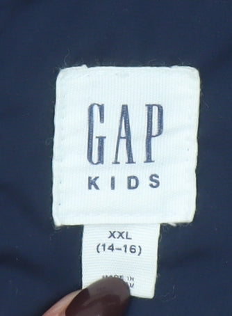 GAP Kids Boys Blue Padded Bodywarmer XXL (14-16 Years) Full Zip Polyester