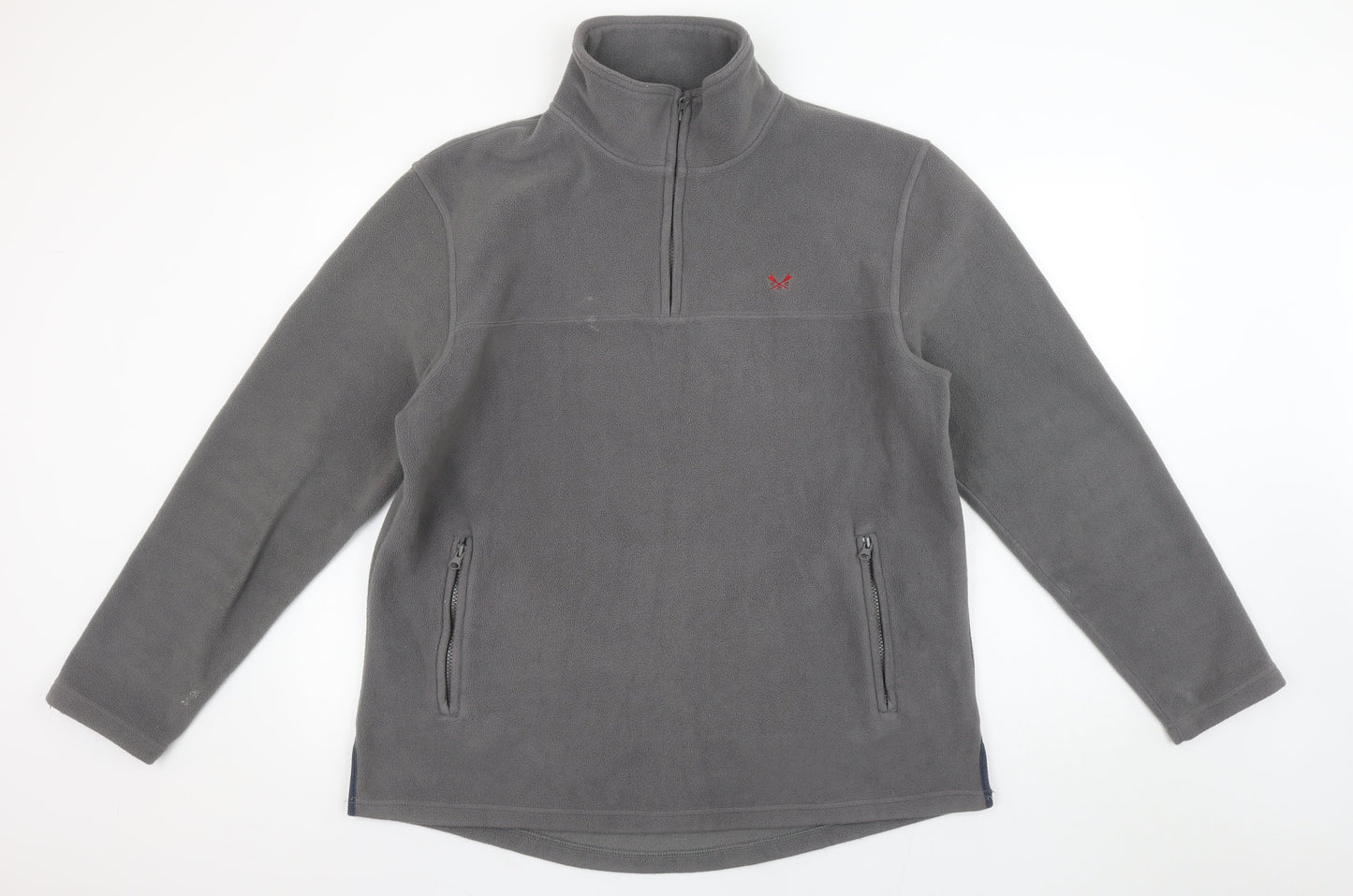 Crew Clothing Co. Men's Grey Fleece 1/2 Zip Pullover Sweatshirt Large
