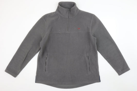 Crew Clothing Co. Men's Grey Fleece 1/2 Zip Pullover Sweatshirt Large