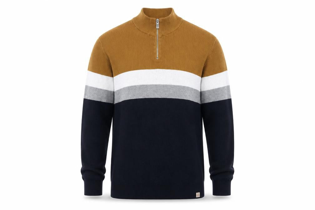 Next Men’s Multicoloured Cotton 1/2 Zip Jumper L High Neck Striped