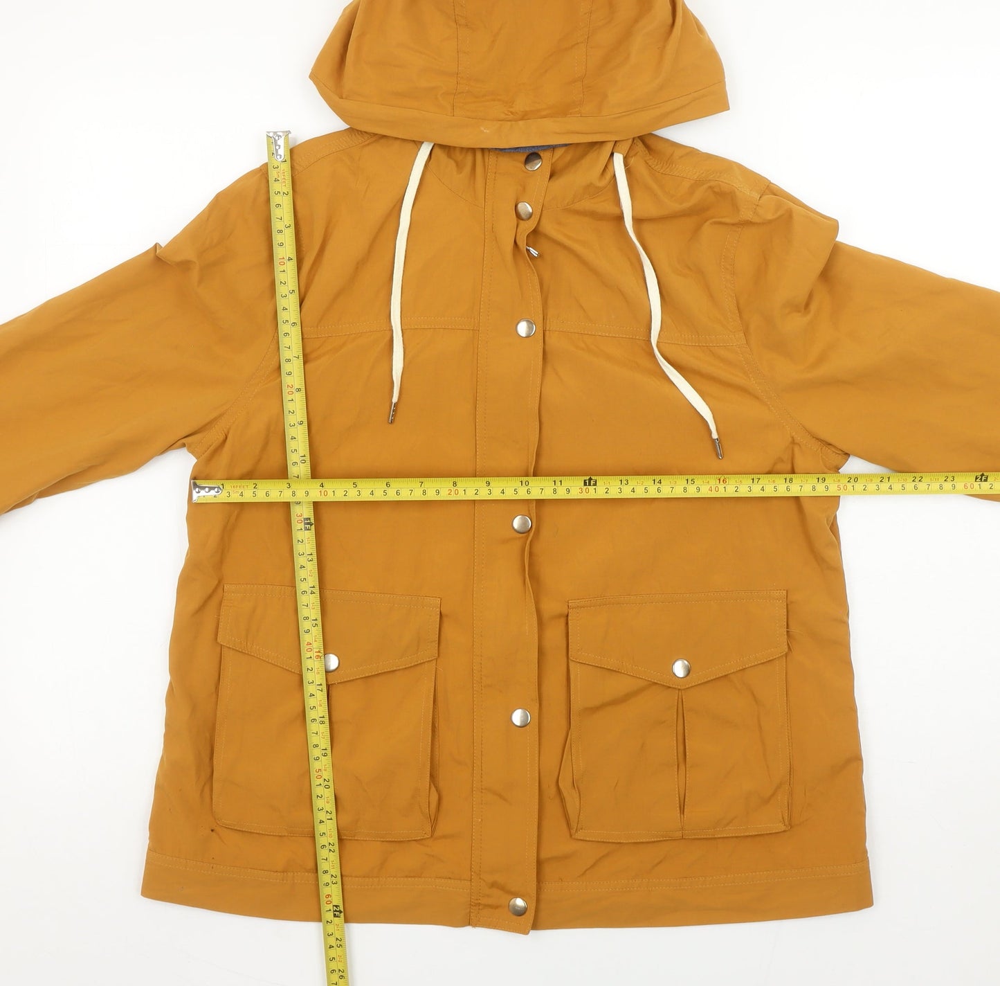 Forever 21 Women's Yellow Hooded Rain Jacket Size L