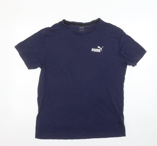 Puma Men Blue L Regular Fit Crew Neck Short Sleeve T-Shirt