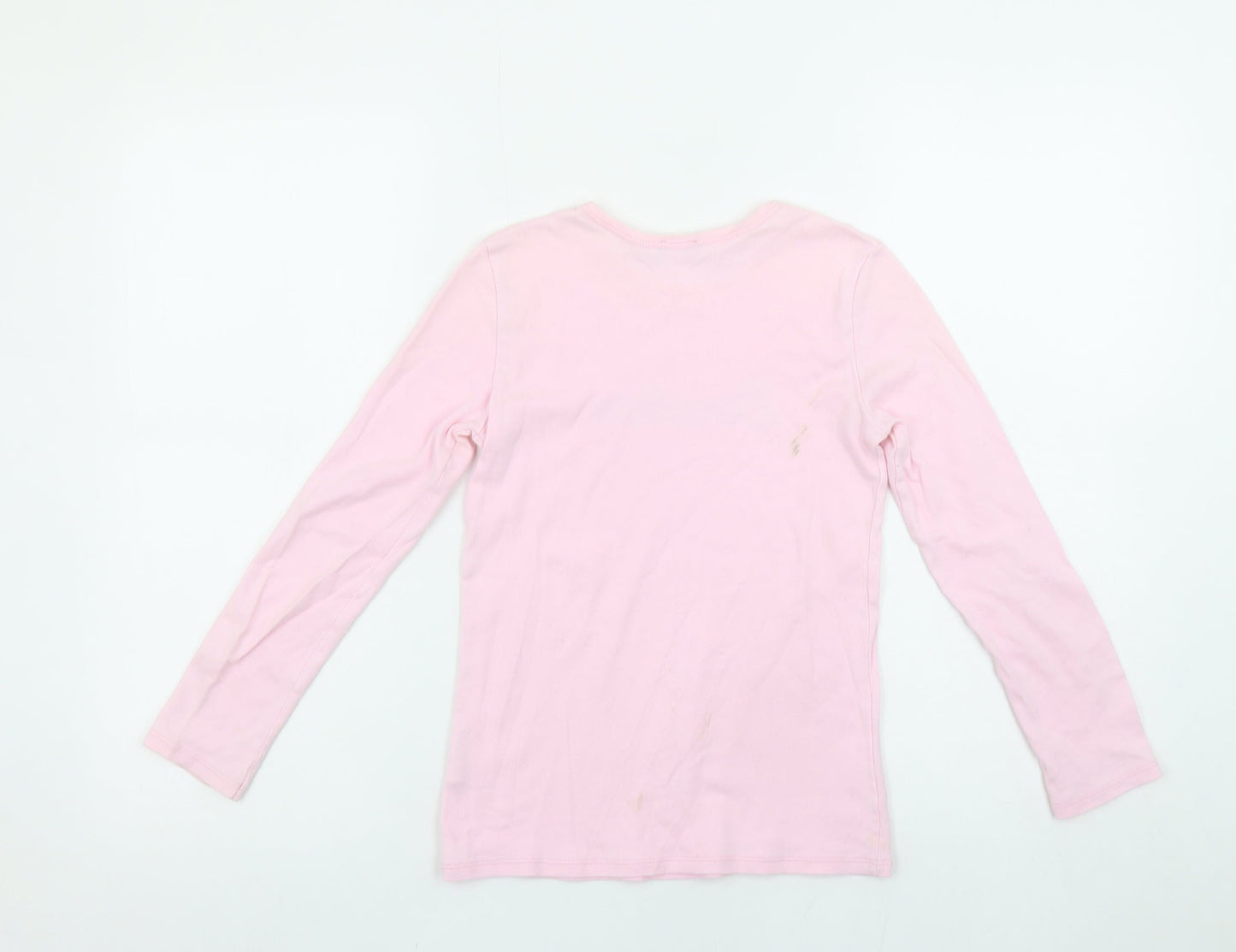 United Colors of Benetton Girls Pink Long Sleeve Logo T-Shirt 8-9 Years