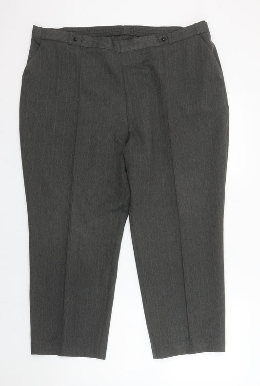 Marks and Spencer Women’s Grey Straight Leg Trousers UK 20 Short