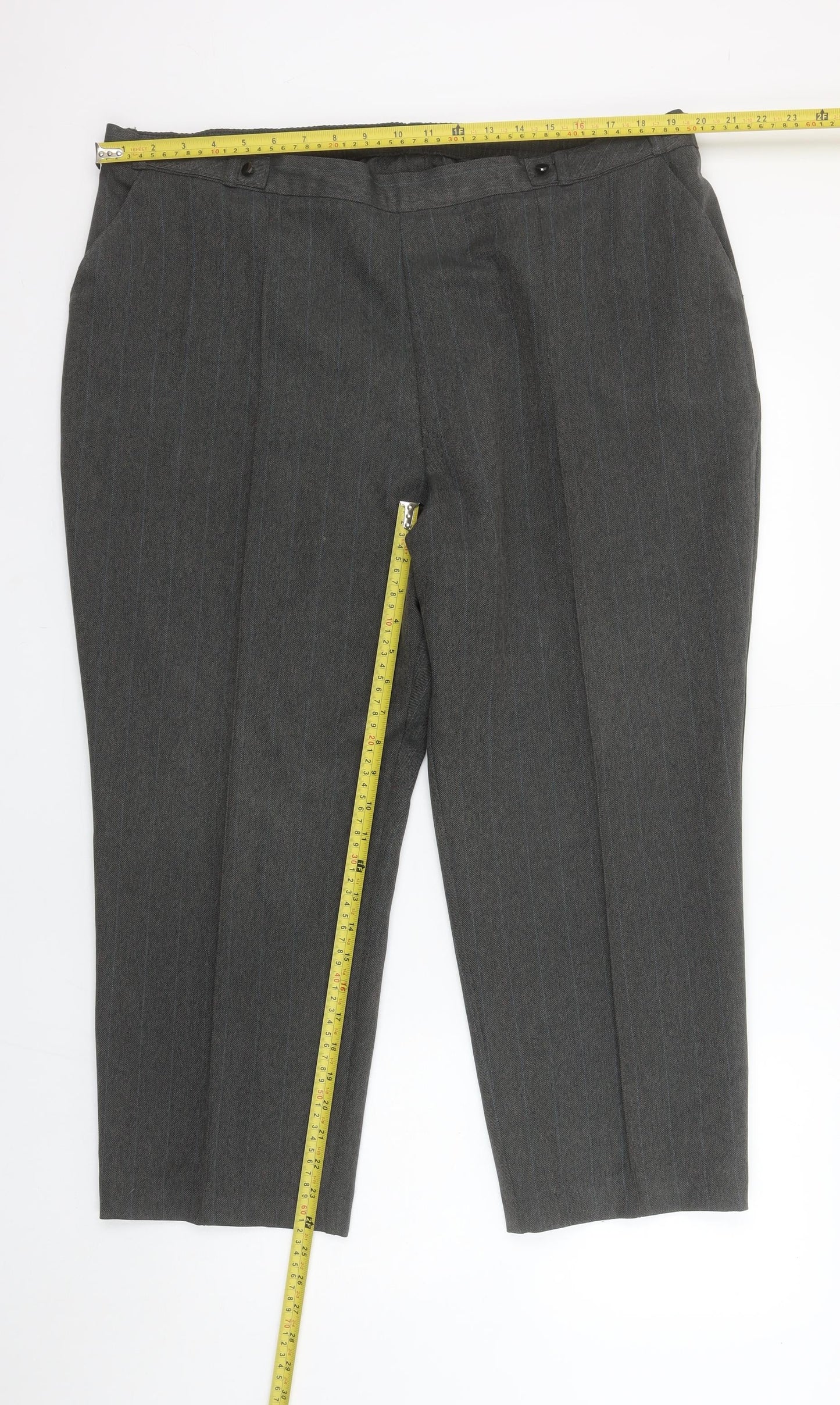 Marks and Spencer Women’s Grey Straight Leg Trousers UK 20 Short