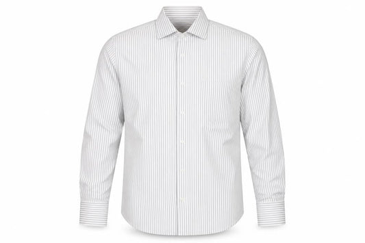 Butler & Webb Men's White Striped 15in Regular Fit Cotton Dress Shirt
