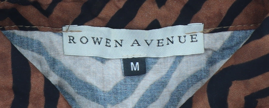 Rowen Avenue Women’s Brown Animal Print Viscose Button-Up Shirt M
