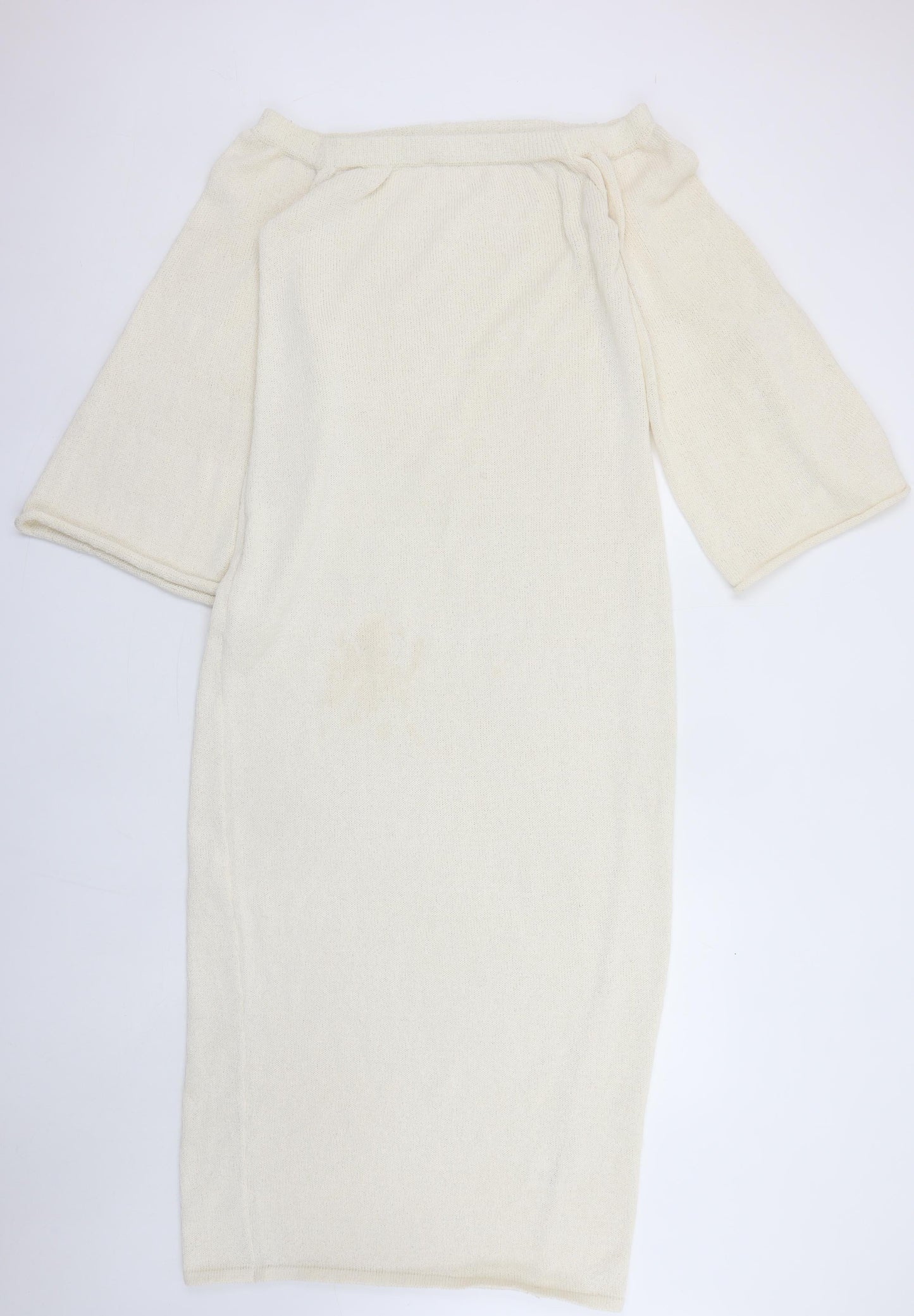 Boa Women Ivory Off Shoulder Knit Midi Bodycon Dress M