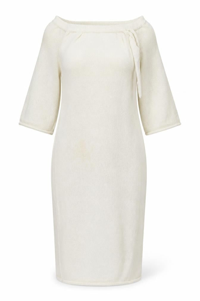Boa Women Ivory Off Shoulder Knit Midi Bodycon Dress M