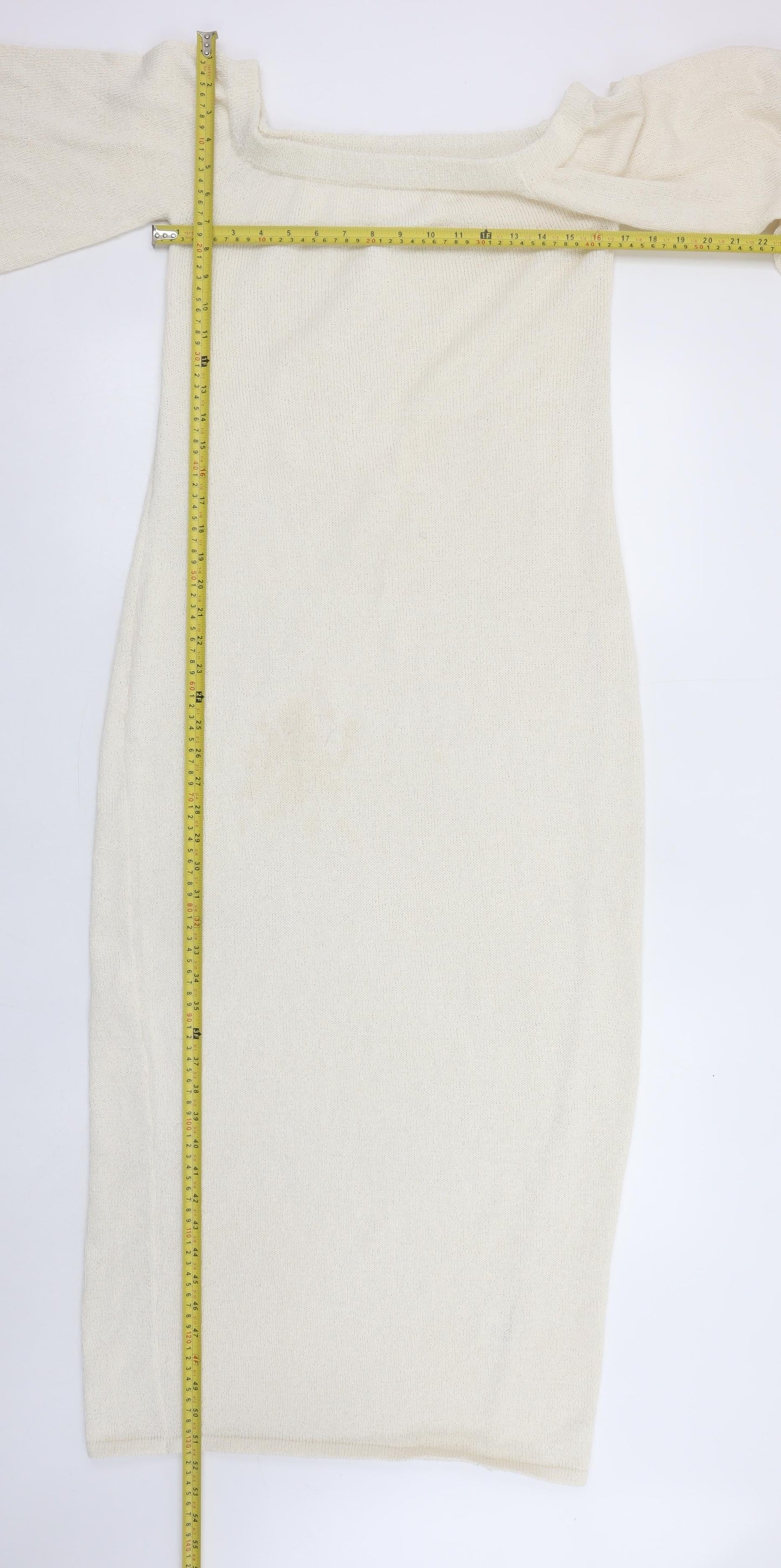 Boa Women Ivory Off Shoulder Knit Midi Bodycon Dress M