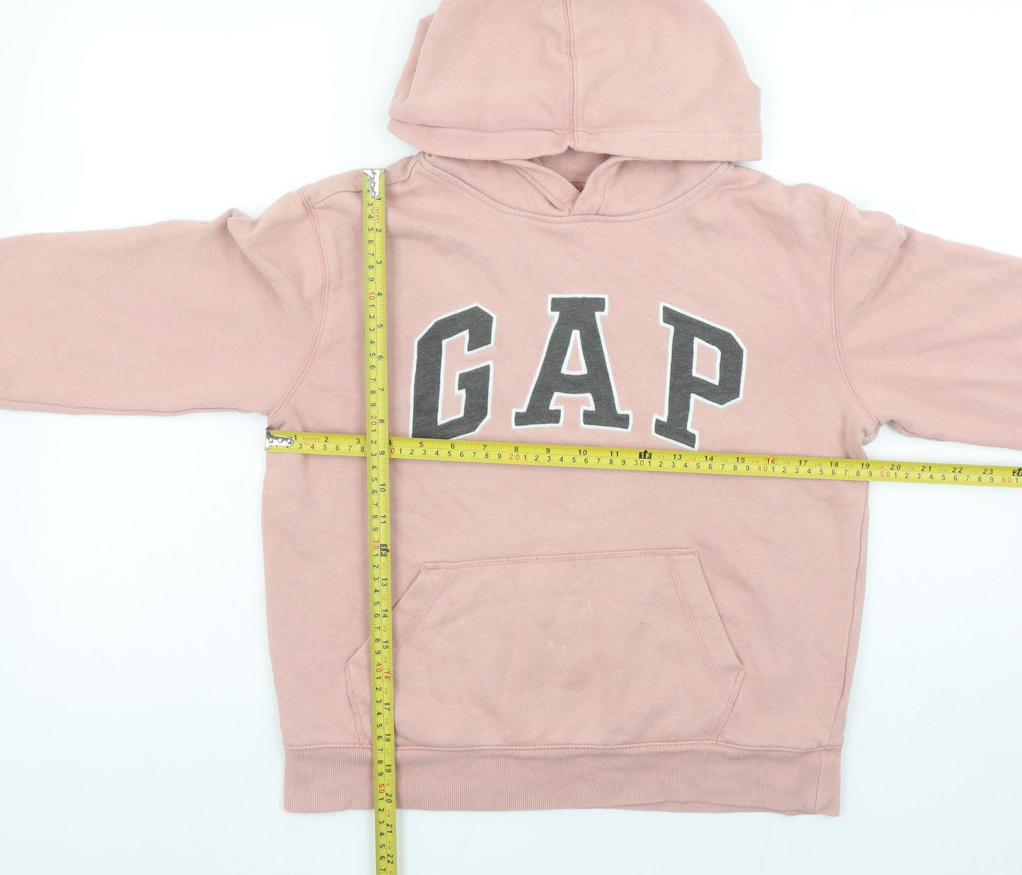GAP Girls Pink Logo Pullover Hoodie 10-11 Years Fleece Cotton Blend