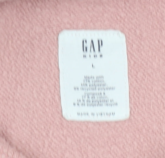 GAP Girls Pink Logo Pullover Hoodie 10-11 Years Fleece Cotton Blend