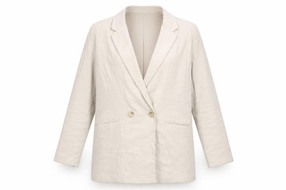 H&M Womens Beige Double-Breasted Blazer Jacket Size M Regular Fit
