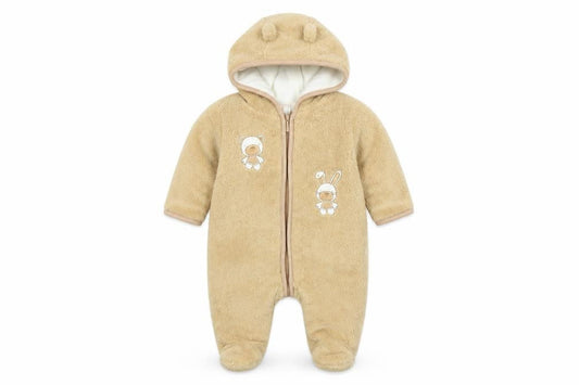 Absorba Unisex Baby Beige Hooded Fleece Snowsuit 3-6 Months with Ears