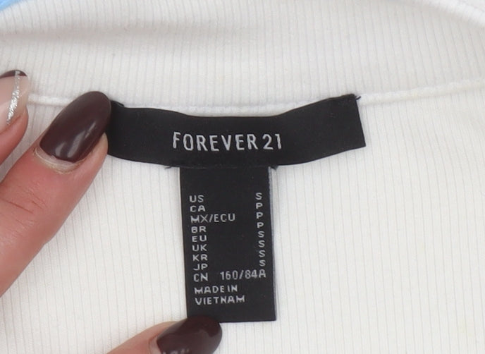 Forever 21 Women's White Collared Short Sleeve Shirt Dress Size S