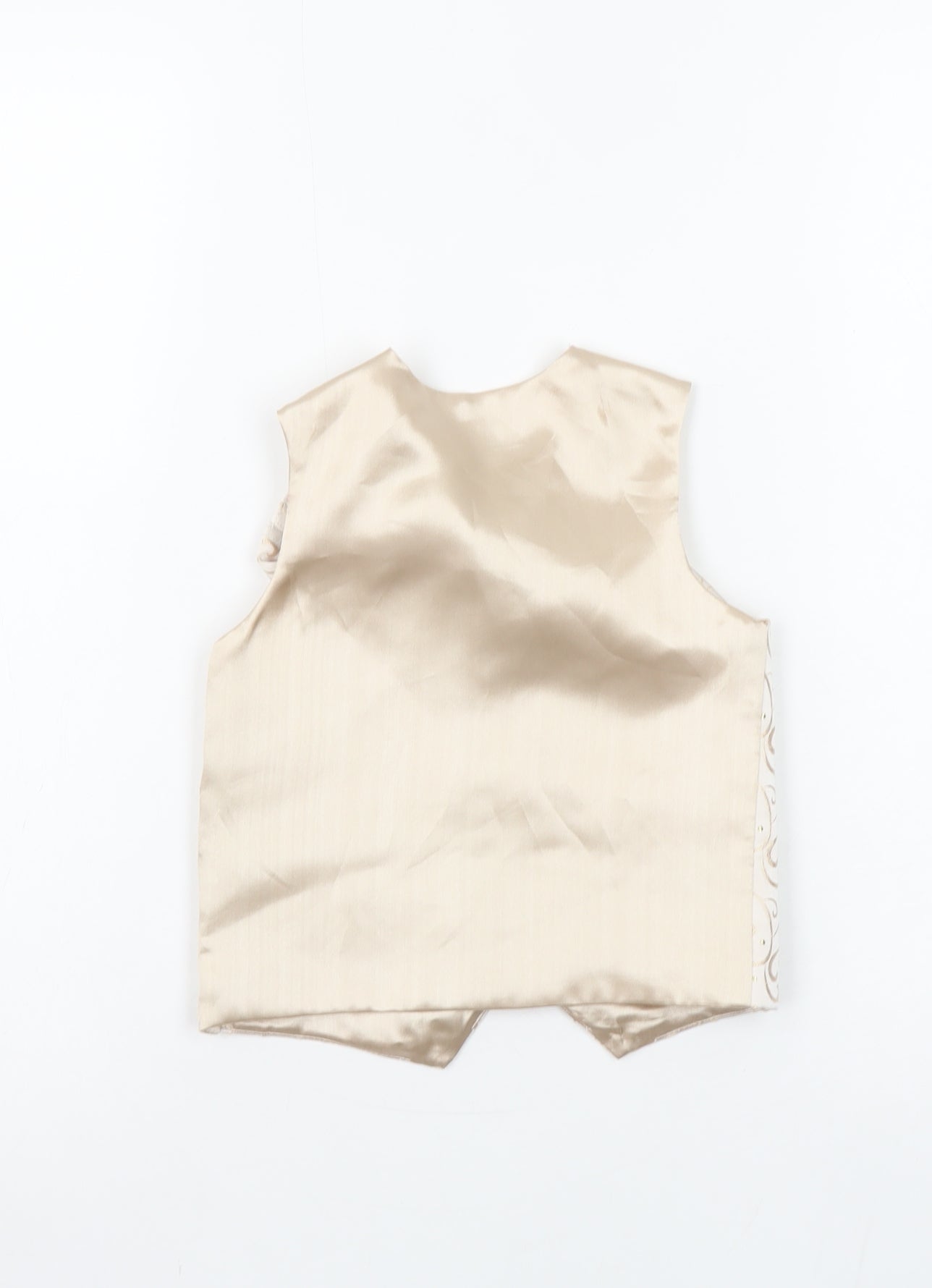 BHS Boys Beige Champagne Patterned Dress Vest Age 12-18 Months Formal Top