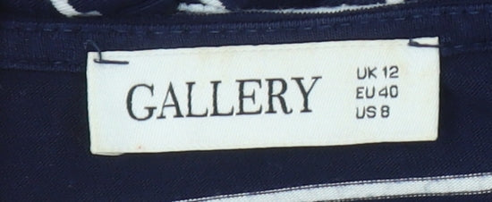 Gallery Women’s Blue White Striped Midi Fit & Flare Dress UK 12