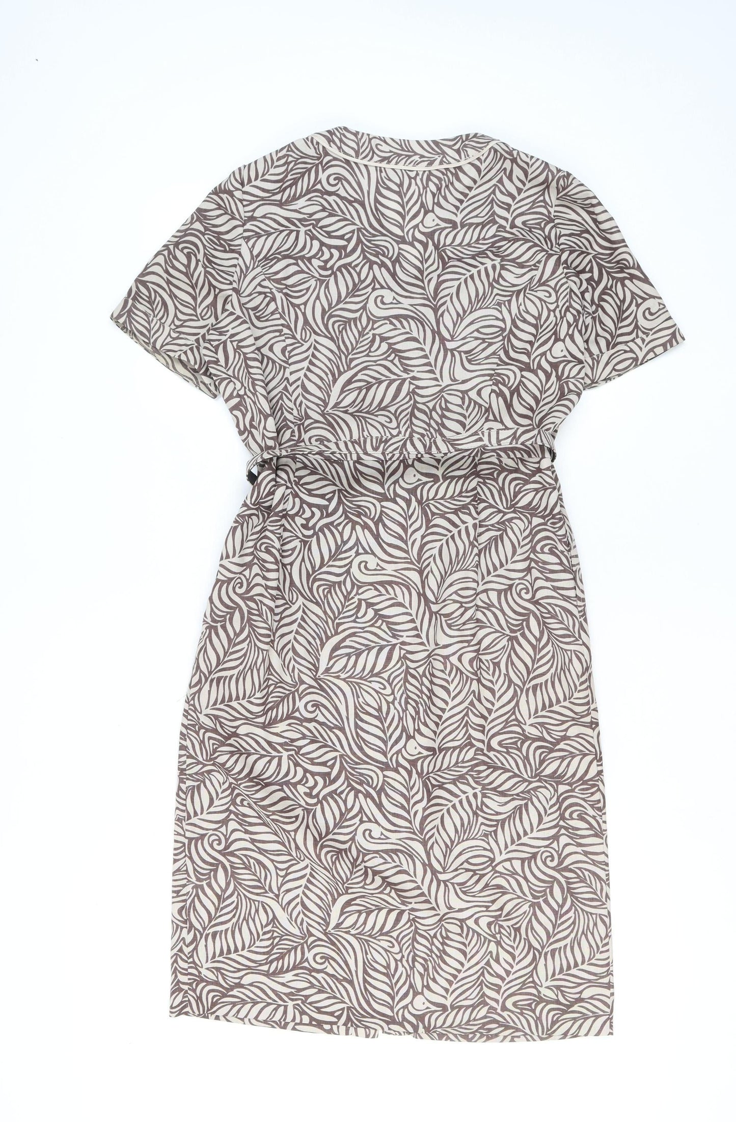 Eastex Women Brown Floral Shirt Dress Size 12 Short Sleeve Knee Length