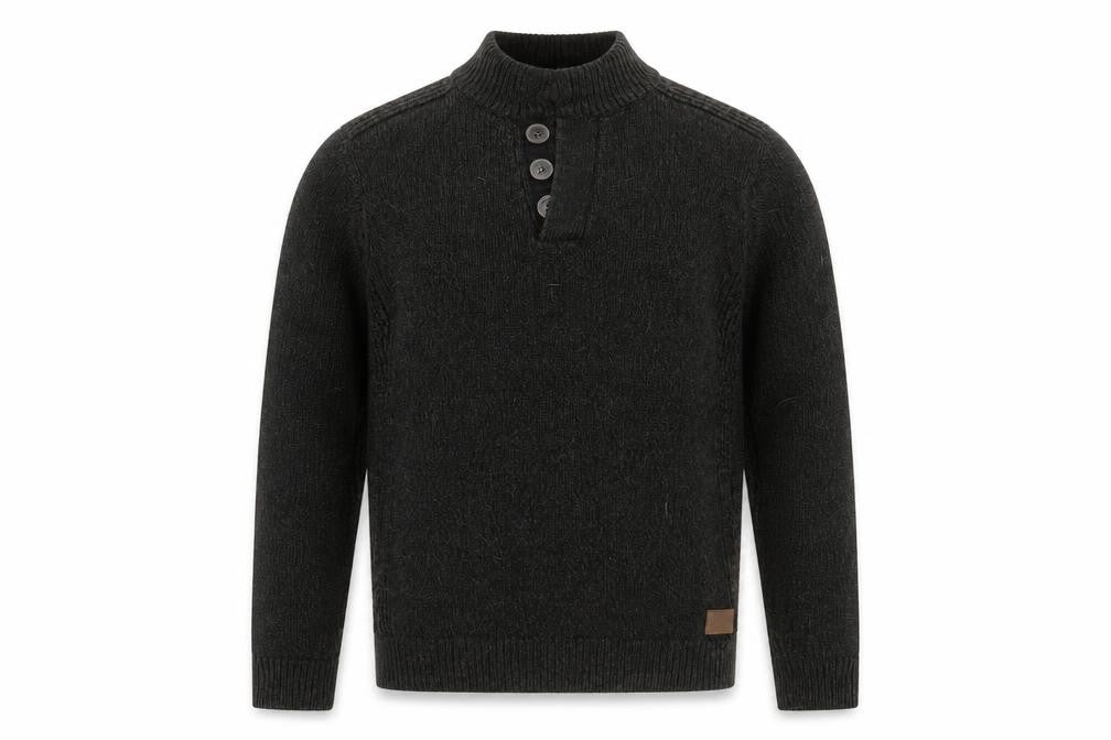 Threadbare Men’s Green Wool Blend Henley Jumper Size S Long Sleeve