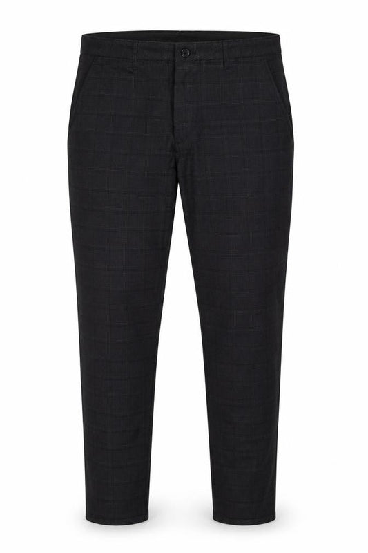 Andrea Falco Men's Black Check Slim Fit Chino Trousers Size 38