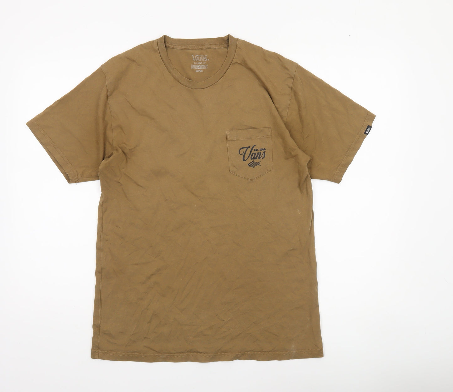 Vans Men's Brown Graphic Pocket T-Shirt Medium Cotton Classic Fit