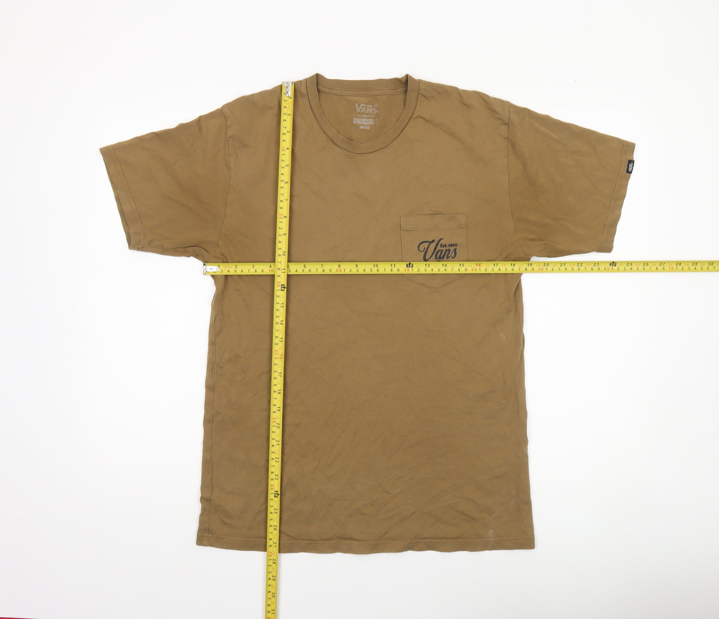 Vans Men's Brown Graphic Pocket T-Shirt Medium Cotton Classic Fit