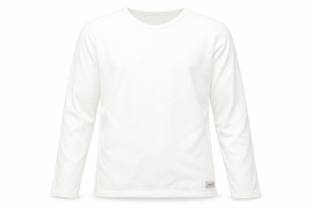 Jack & Jones Men's White Long Sleeve Regular Fit Cotton Top L