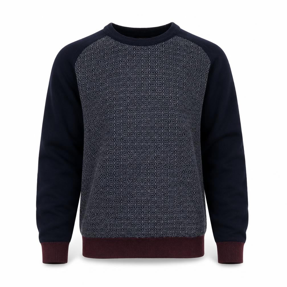 Next Men's Blue Geometric Cotton Crew Neck Jumper Medium