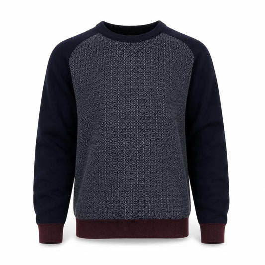 Next Men's Blue Geometric Cotton Crew Neck Jumper Medium