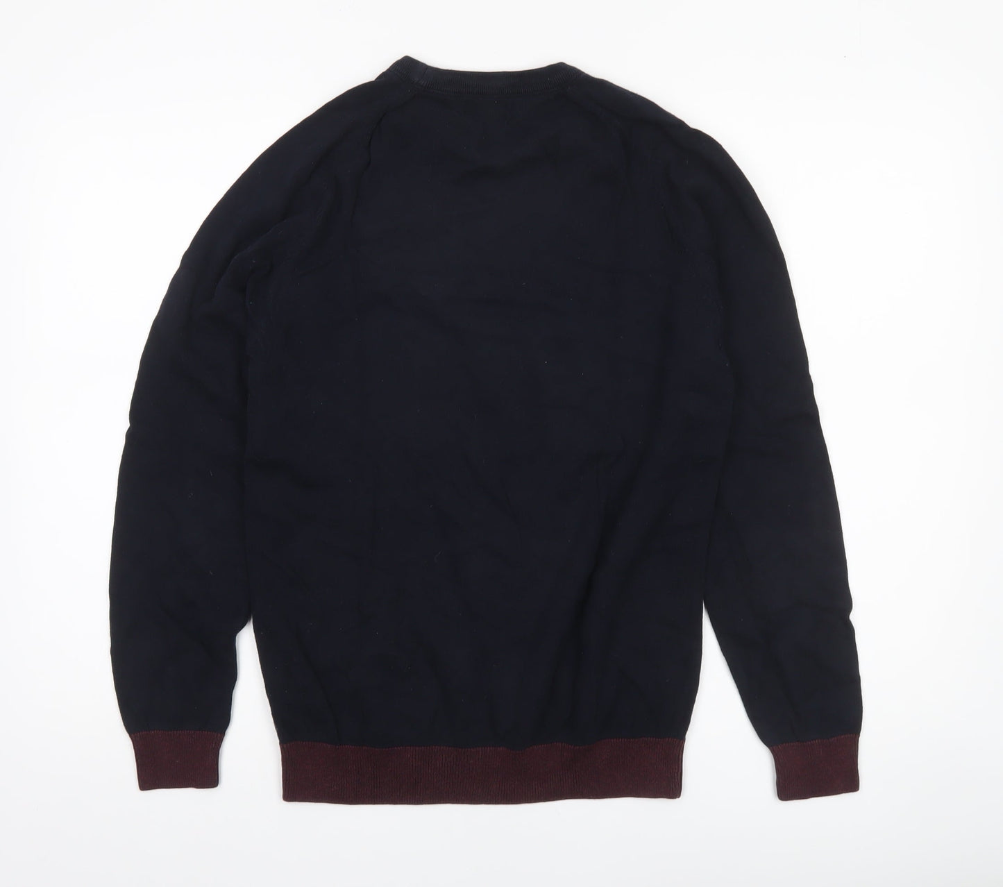 Next Men's Blue Geometric Cotton Crew Neck Jumper Medium