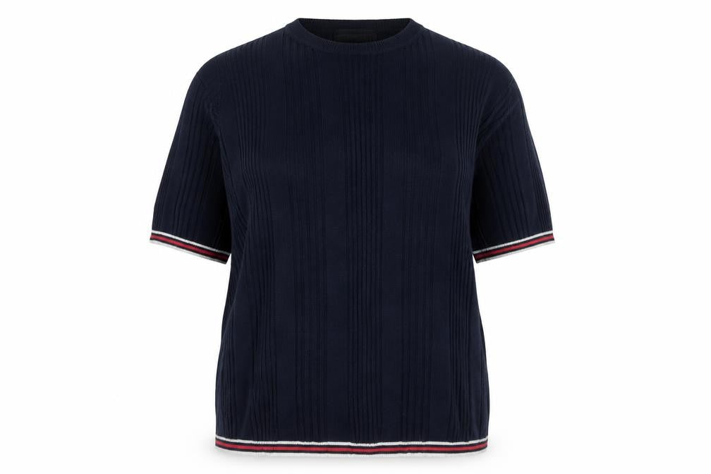 Marks & Spencer Women's Blue Short Sleeve Knit Jumper UK 18