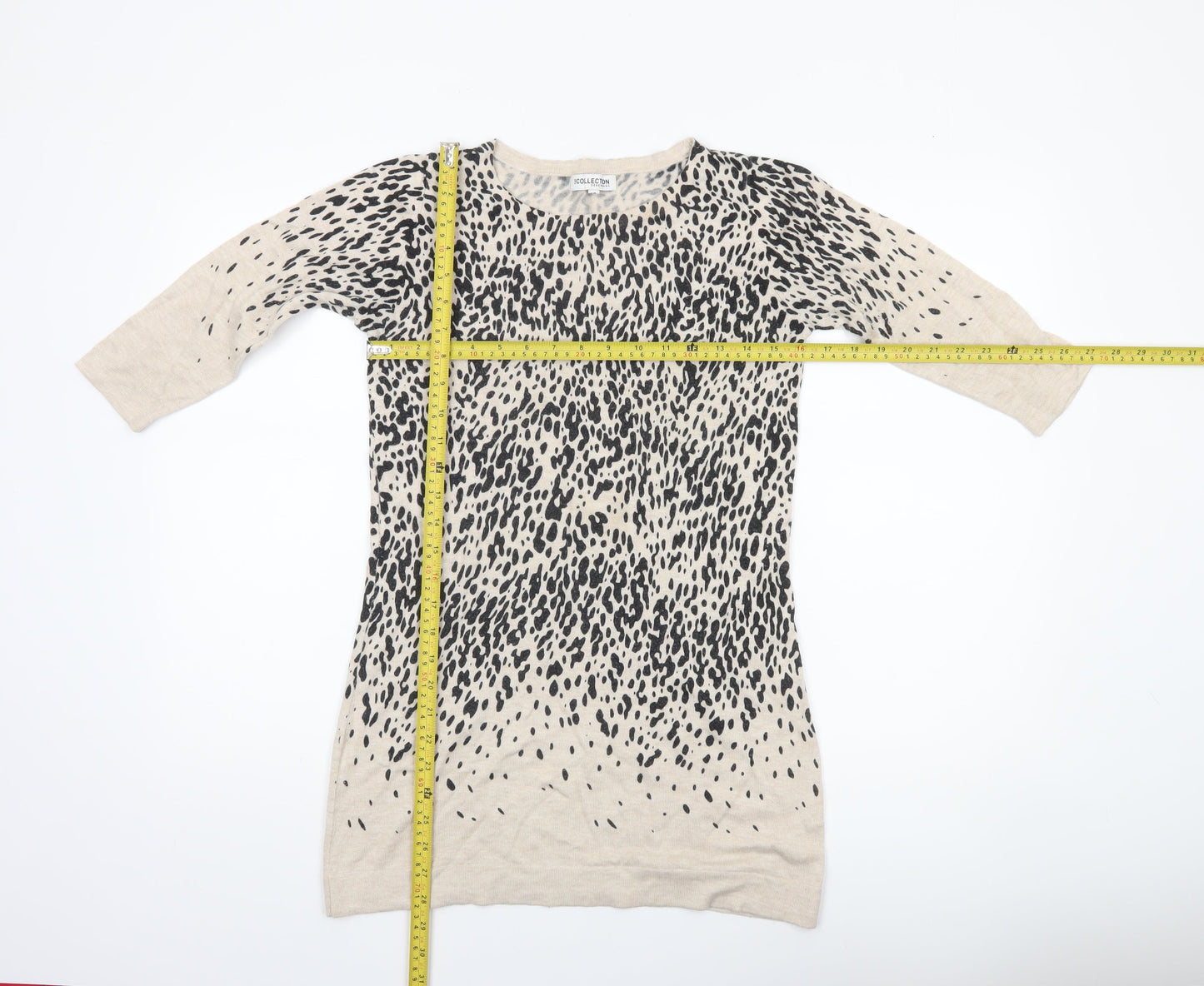 Debenhams Women’s Beige Animal Print Tunic Jumper Size 10