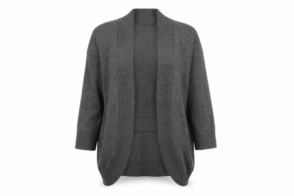 8th & Madison Women's Grey Knit Open Cardigan M 3/4 Sleeve