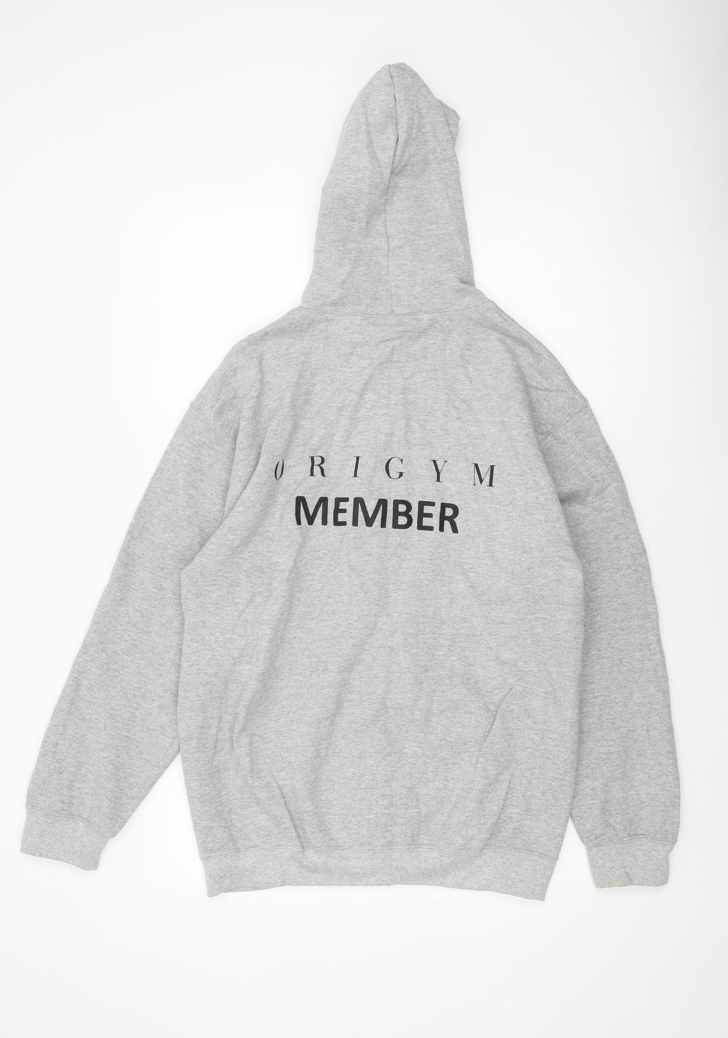Gildan Men's Grey Full Zip Hoodie Medium Heavyweight Gym Member Sweatshirt