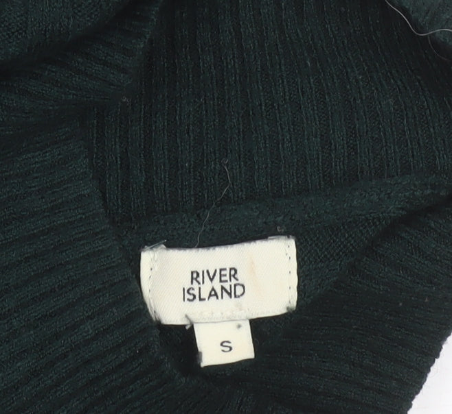 River Island Women’s Green Mock Neck Ribbed Knit Jumper Size S