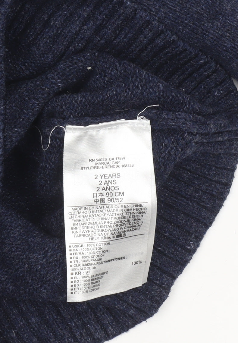 babyGap Boys Navy Blue Cotton Crew Neck Pullover Jumper 2 Years