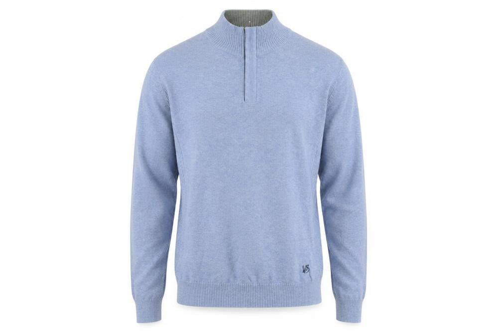 White Stuff Men’s Blue 1/4 Zip Cotton Cashmere Jumper Small