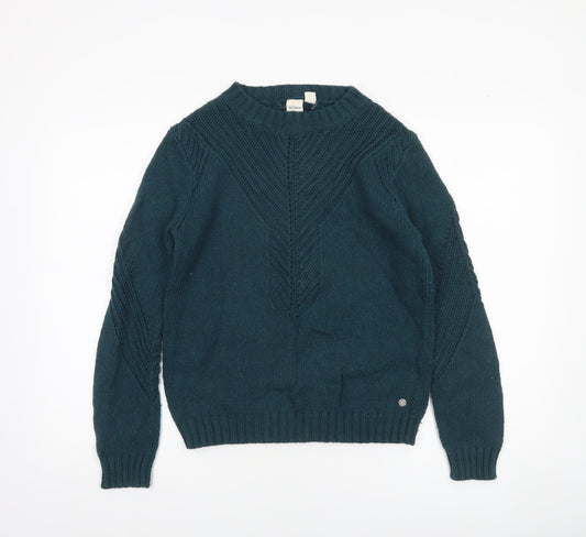 Roxy Womens Green XS Full Zip Knit Crew Neck Jumper