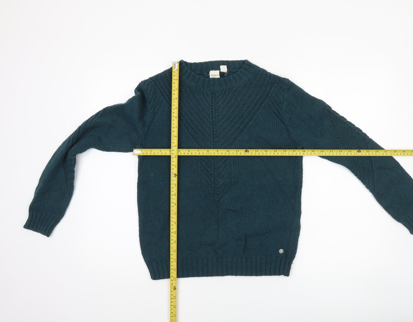 Roxy Womens Green XS Full Zip Knit Crew Neck Jumper
