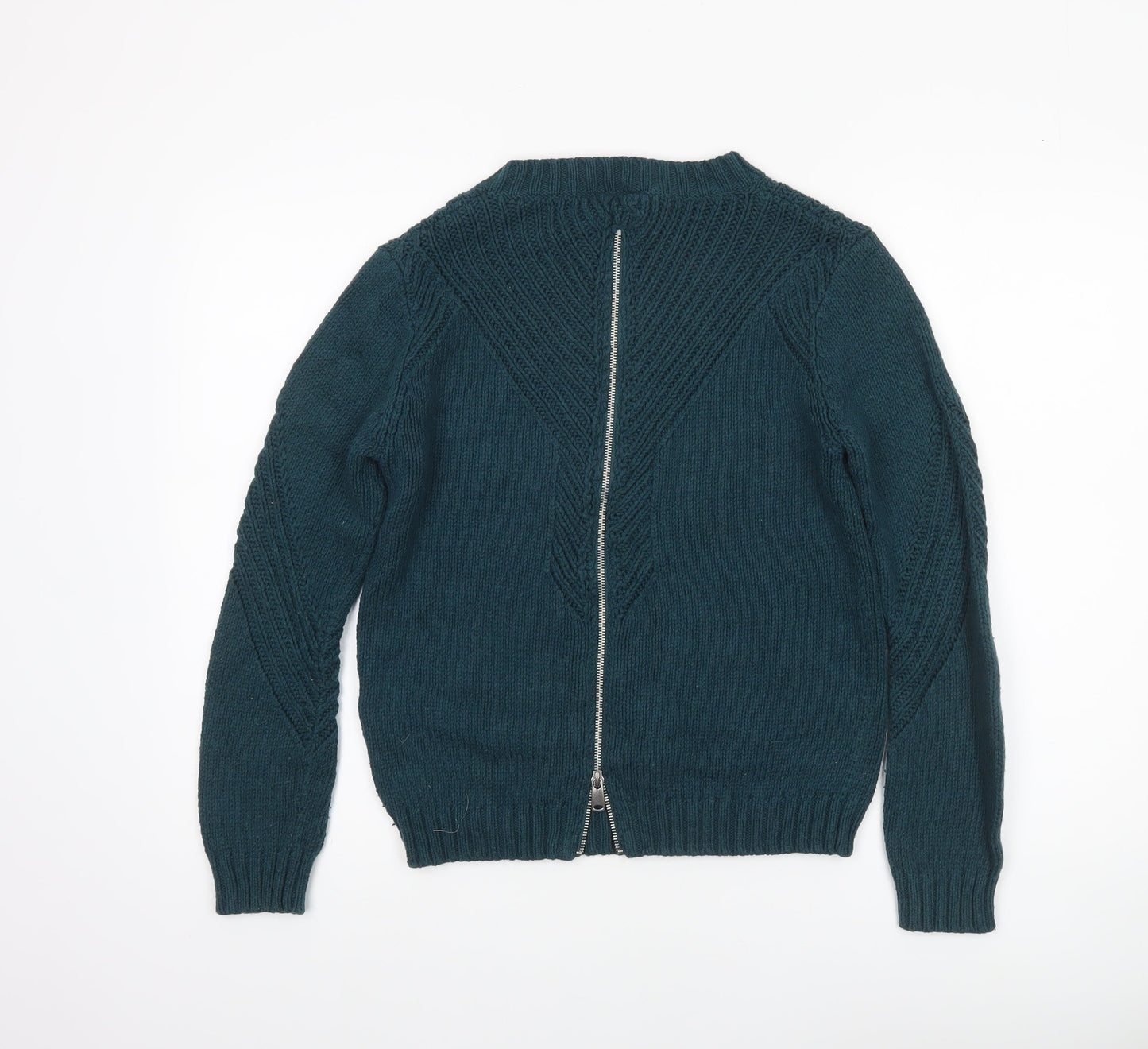 Roxy Womens Green XS Full Zip Knit Crew Neck Jumper