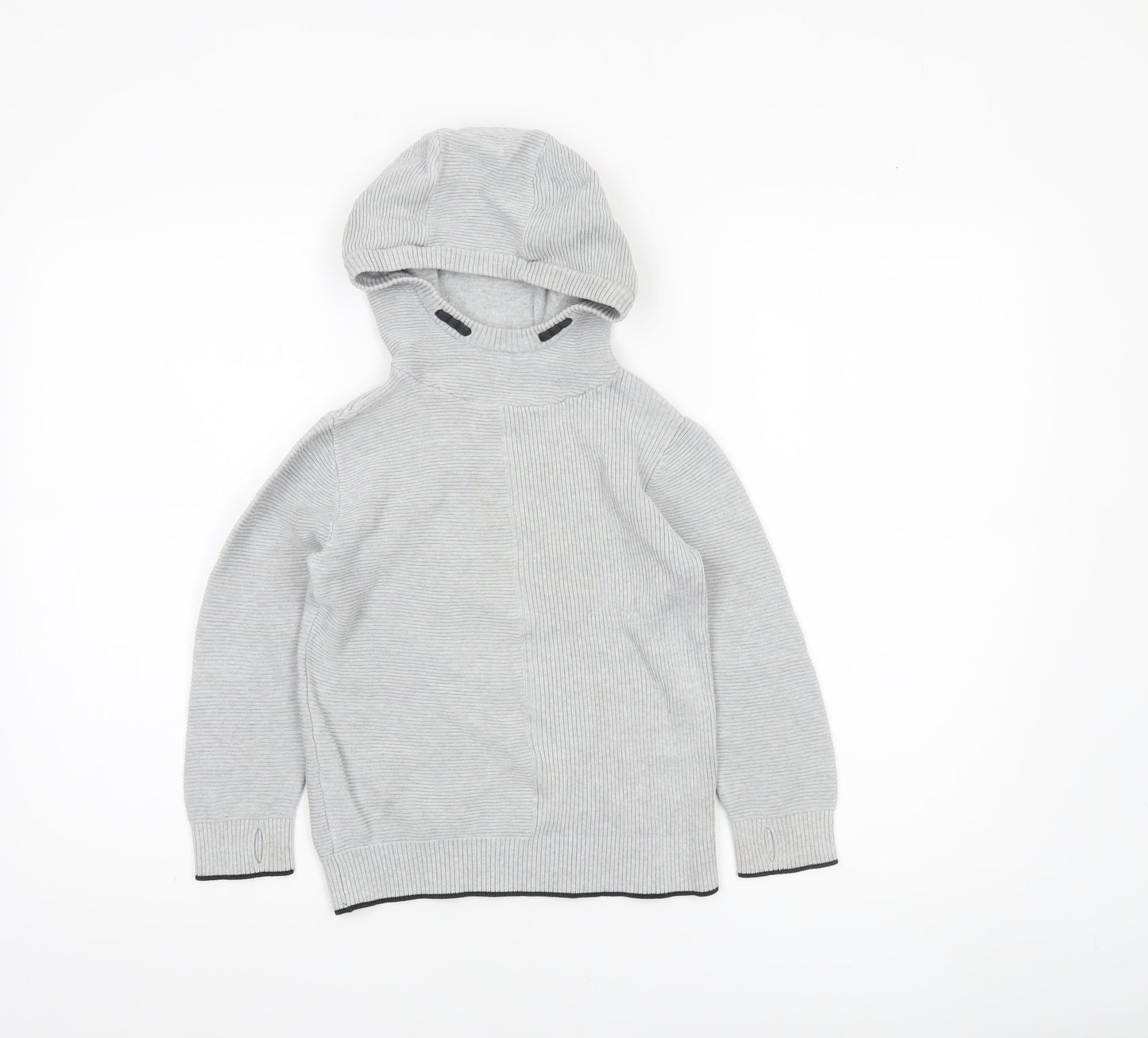 Next Boys Grey Hooded Cotton Pullover Jumper 6 Years
