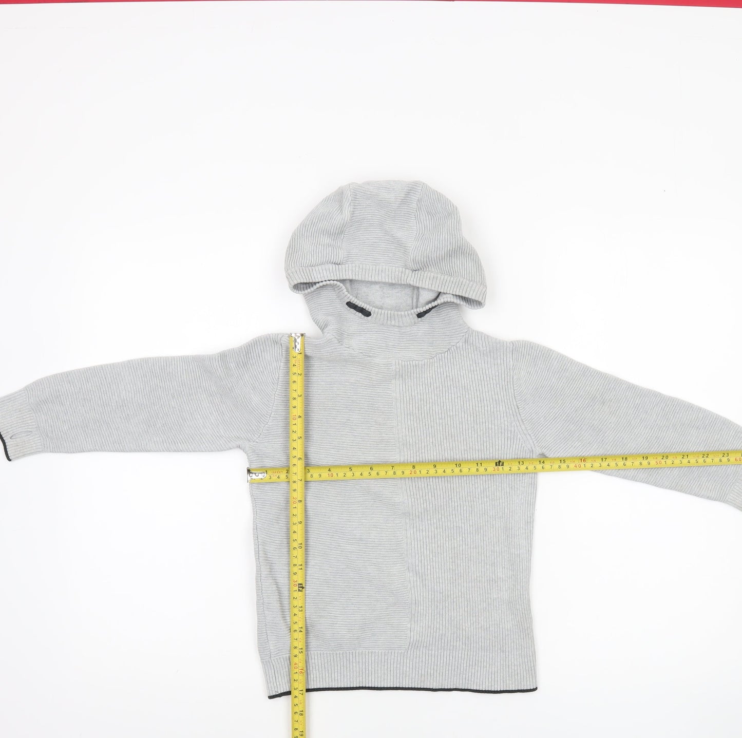 Next Boys Grey Hooded Cotton Pullover Jumper 6 Years