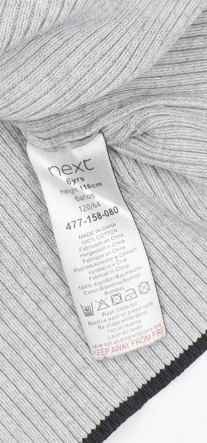 Next Boys Grey Hooded Cotton Pullover Jumper 6 Years
