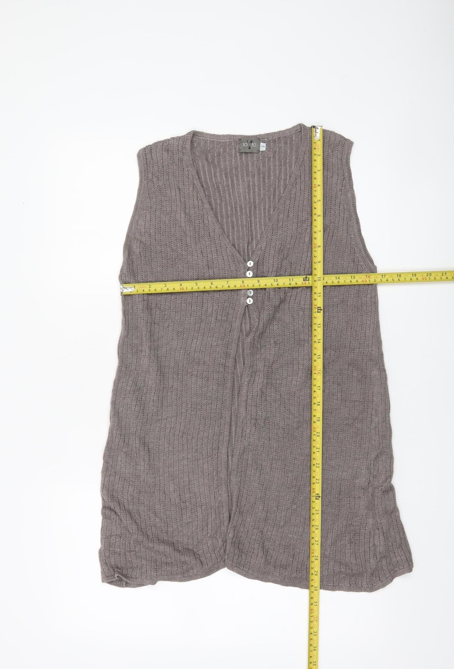 JO-Y-JO Women's Grey Linen Knit Sleeveless Vest S
