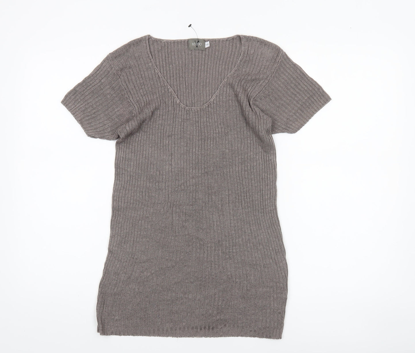 JO-Y-JO Women’s Brown Knit Short Sleeve Linen Rayon Top S/M