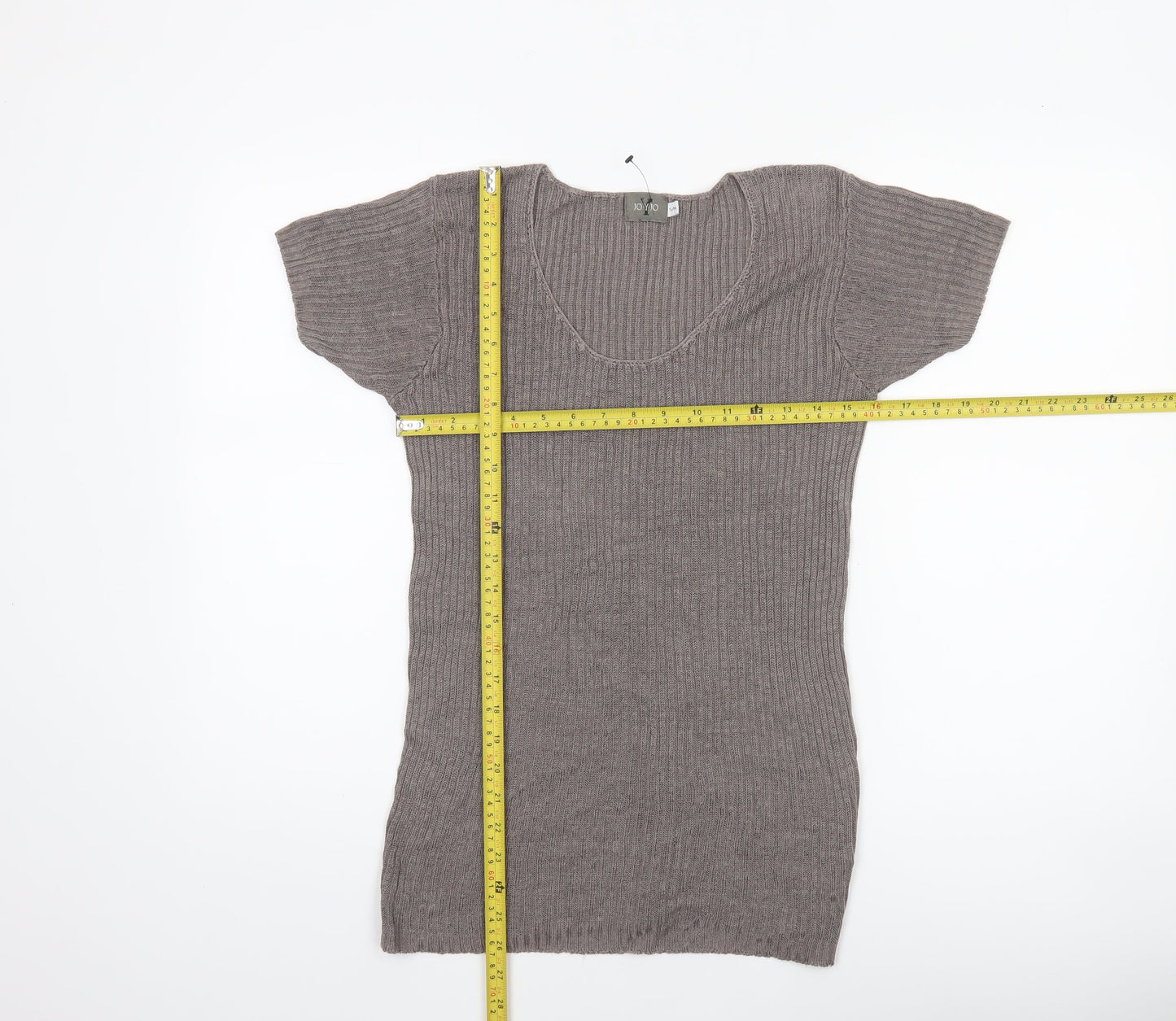 JO-Y-JO Women’s Brown Knit Short Sleeve Linen Rayon Top S/M