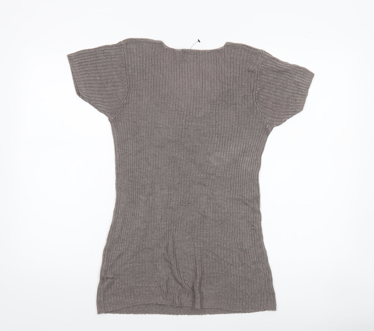 JO-Y-JO Women’s Brown Knit Short Sleeve Linen Rayon Top S/M
